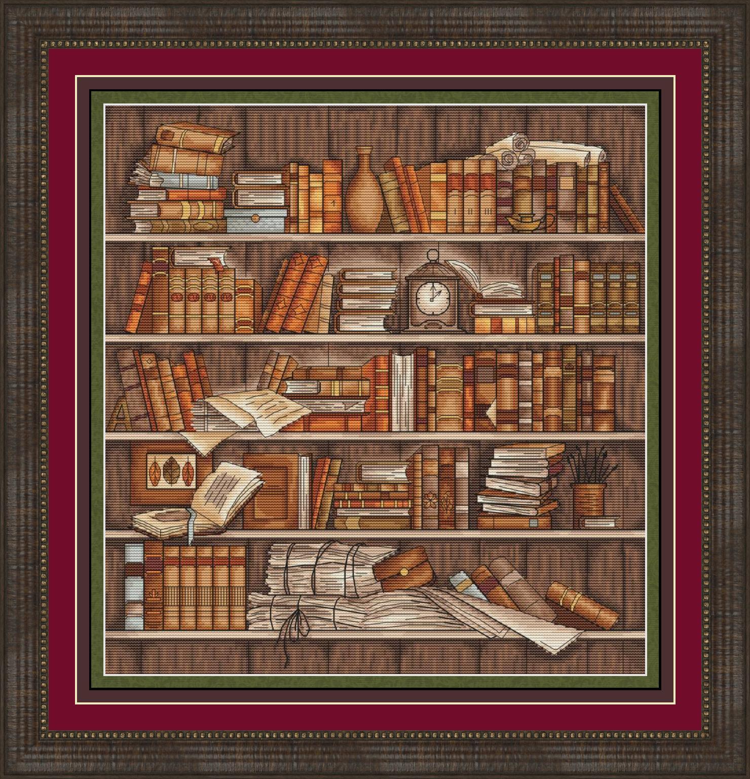 Bookshelf. Library - PDF Cross Stitch Pattern